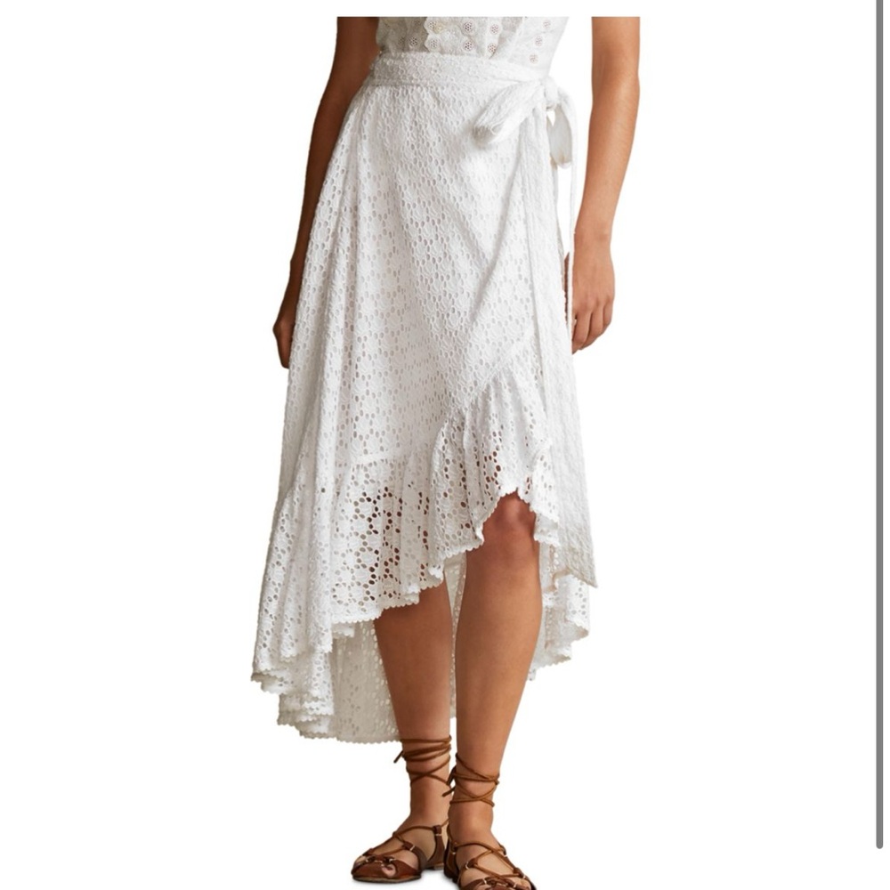Ralph Lauren Eyelet Midi Wrap Skirt